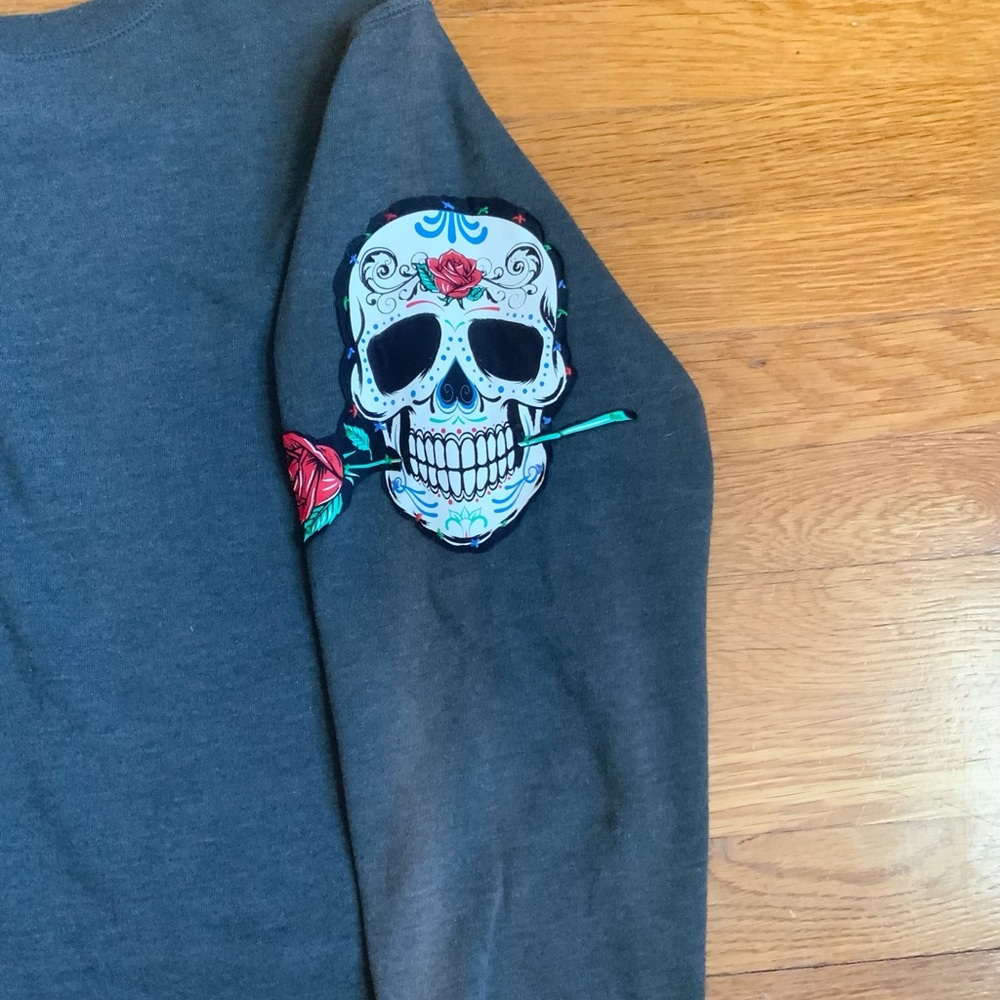 Gray Skull Applique Custom Sweatshirt